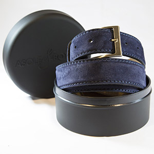 Belt Marcapunto Suede Navy <br />Genuine Leather